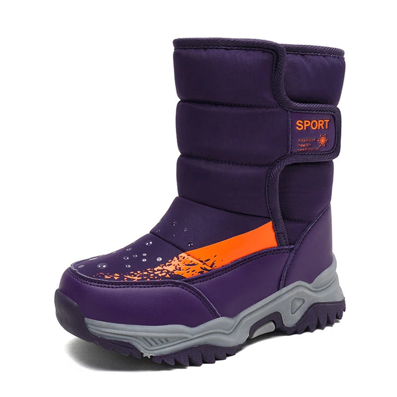 Kinder Winter Stiefel 2025 - Warme Leder Boots Jungen Mädchen - Rutschfest Gefüttert Pink Lila - Mode Winterschuhe