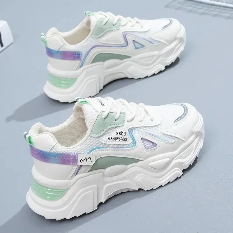 NEW Sneakers Women Platform Flat Shoes Woman Shoes Green Casual Trainers Ladies Chunky Sneakers Women Shoes