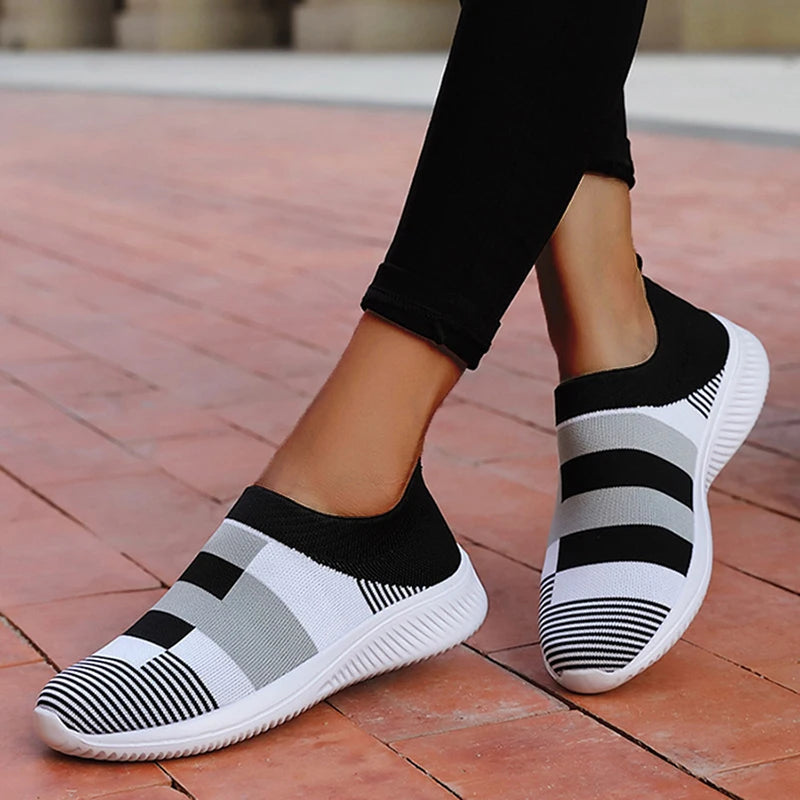 Sneaker Woman Fashion Flat Ladies Shoes Breathable Womens Sneakers Slip On Sock Shoes Trainers Zapatos De Mujer Women's Sneakers