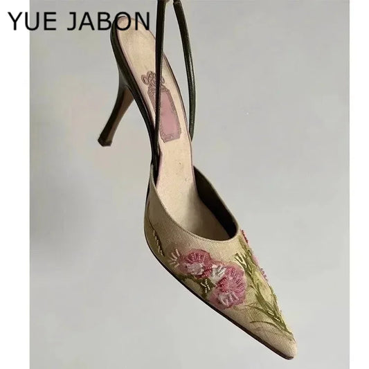 Luna Milano Spitzbestickt Pumps - Hoher Absatz 7cm Stiletto - Golden Bridge Store