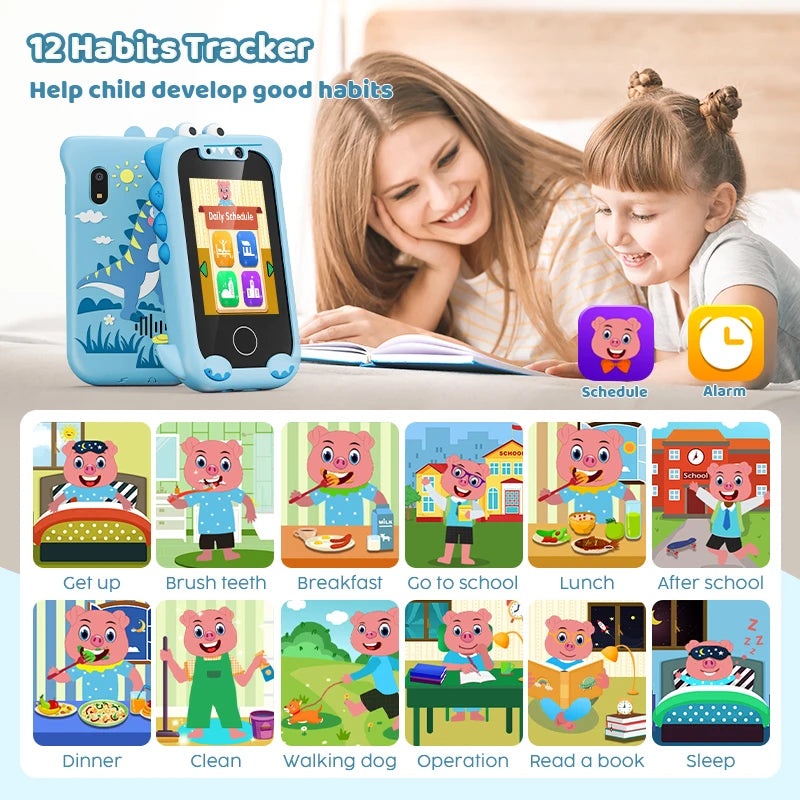 Kids Phone Gifts Toys for 3-12 Year Olds Toy Phone with Dual Camera MP3 Music Player Game Touchscreen Learning Toy Birthday Gift