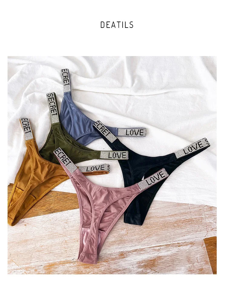 ZQTWTC Damen String 2025 - Tief sitzende Panties mit Strass-Details S-XL