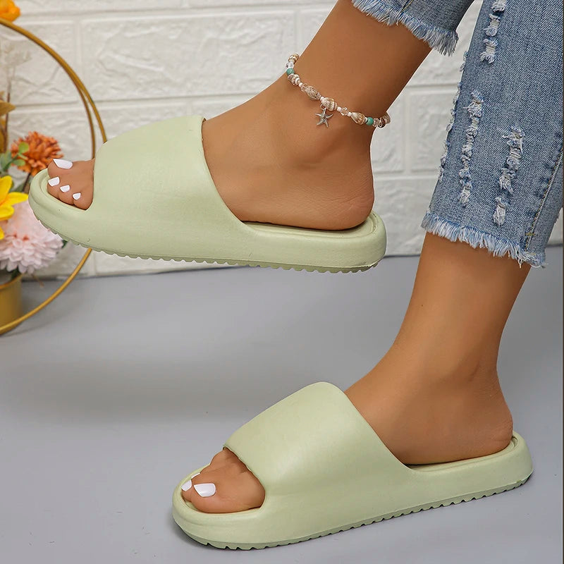 Lucyever 2024 Weich Sohle Eva Hausschuhe für Frauen Leichtgewicht Rutschfest Heim Hausschuhe Frau Sommer Dick Plattform Strand Flip Flops