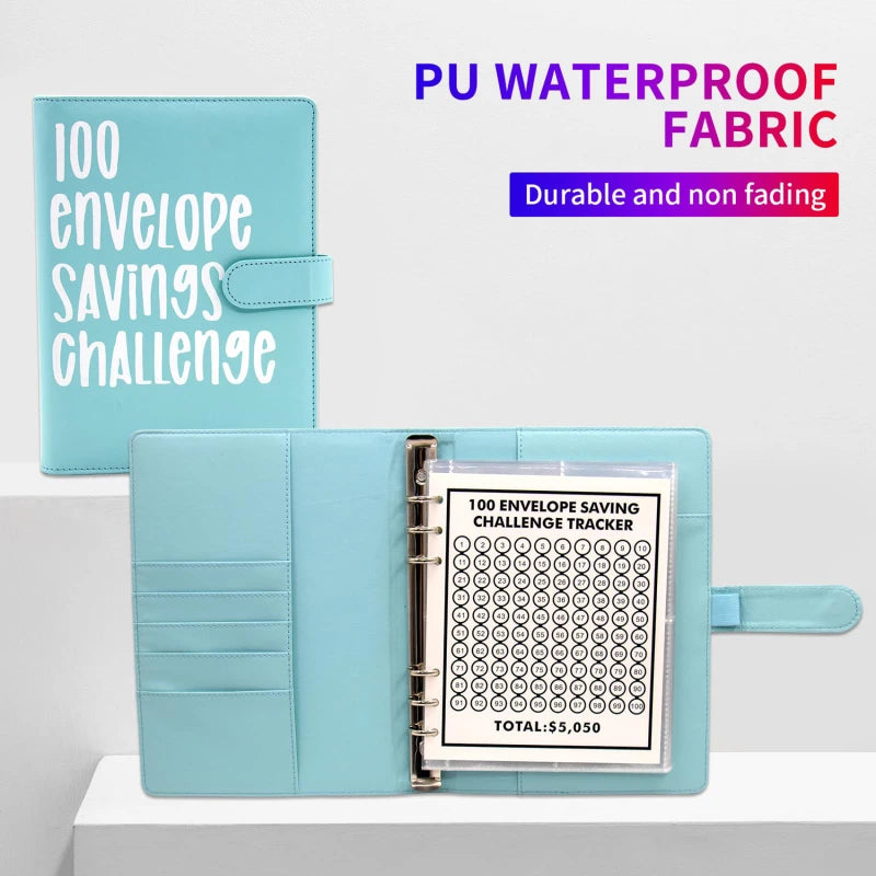 Jurnal din piele PU cu foi libere, caiet, 100 de zile, provocare pentru cupluri, carte de economii, cataramă magnetică, economisește bani, carte, face bani, cărți