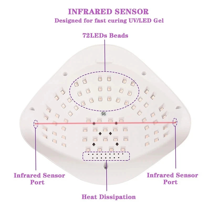 High Power Quick Drying Phototherapy Machine UV Nail Baking Lamp 320W SUN X20MAX 72 LEDs UV Nail Gel Polish Curing Manicure Lamp