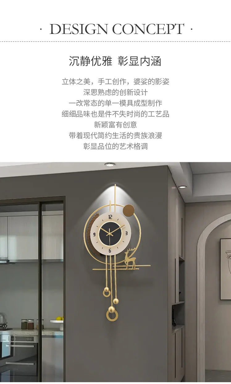 W Quartz Wanduhr Modern - Groß 60cm Leise Batterie