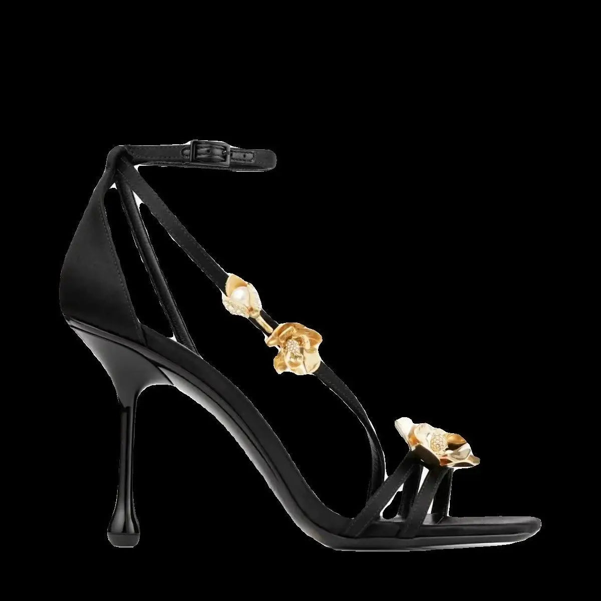 Golden Flowers Elegant Woman Heels for Womens High-heeled Sandals Women's Shoes Elegant Heel Luxury Sandal Women's