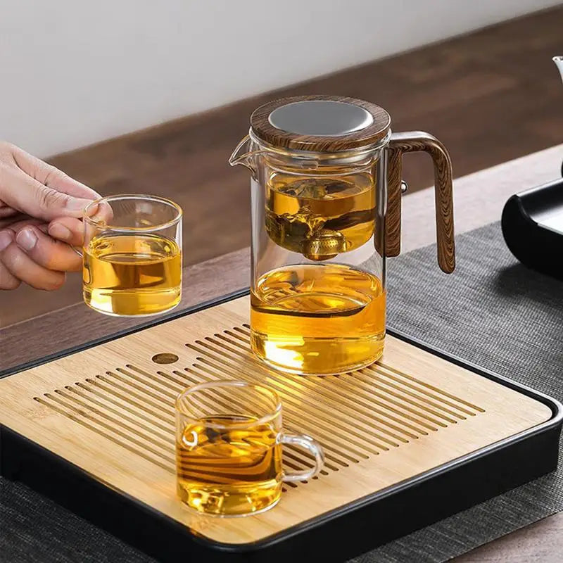 Water Separation Glass Teapot 600ml/800ml Inner Magnet One Click Magnetic Switches Tea Filtration Cup Set Puer Kettle Drinkwares