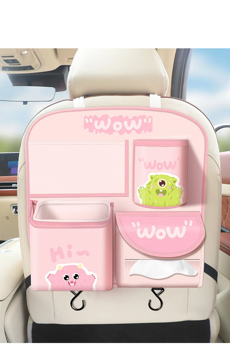 Car Storage Hanging Bag for Car Interior Multi-Functional Car Seat Back Organizer Rear Seat Tissue Box Trash Can Storage Box