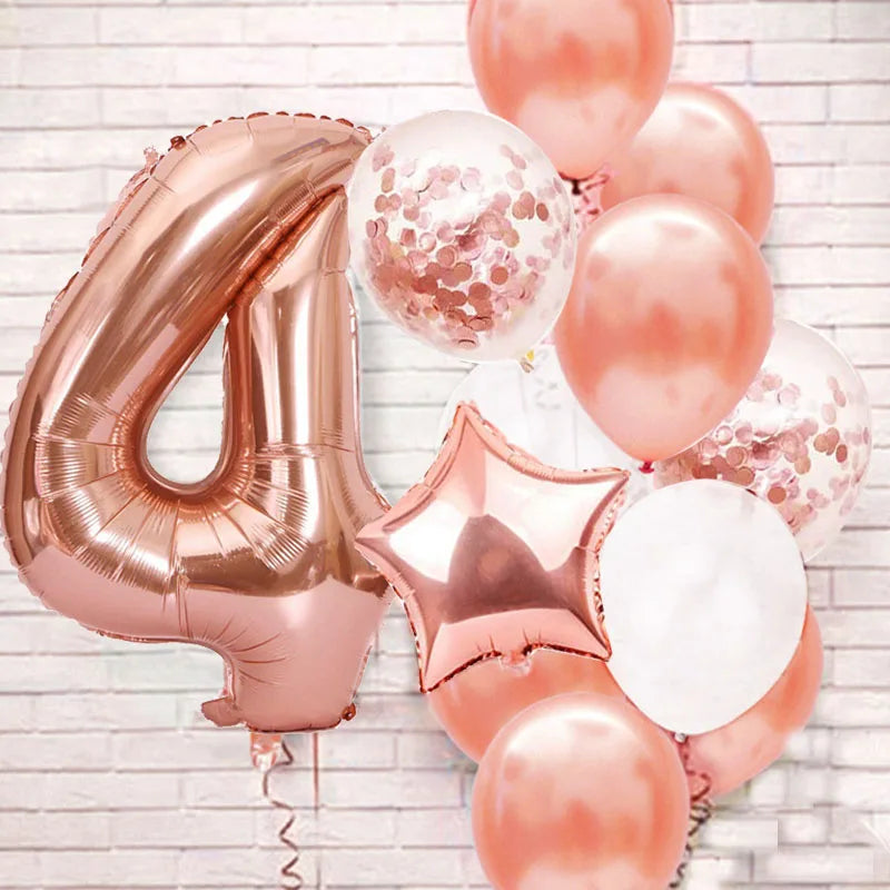 RoseGold Zahlenballons 32 Zoll Roségold - 13er Set 32cm