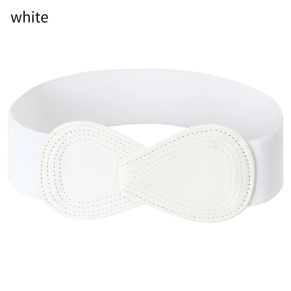 Women Fashion Wide Elastic Belt Metal Buckle Cinch Waistband Ladies Dress Waist Band Fashion Accessory