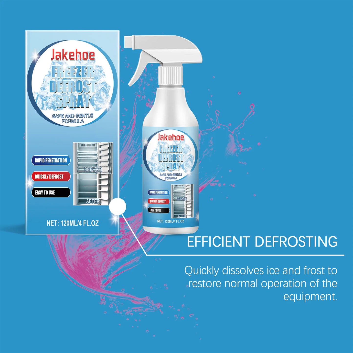 JAKEHOE Enteisungsspray Schnell - 120ml Für Auto Rohr