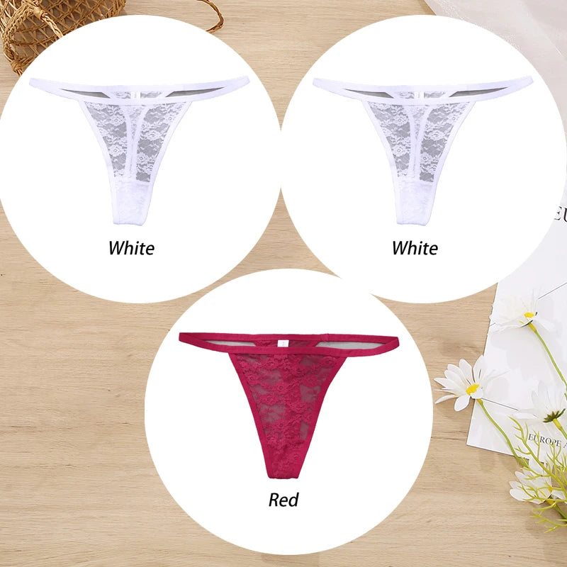 Set de dantelă ZhejiangChoice pentru femei, tanga - 3 bucăți, talie joasă