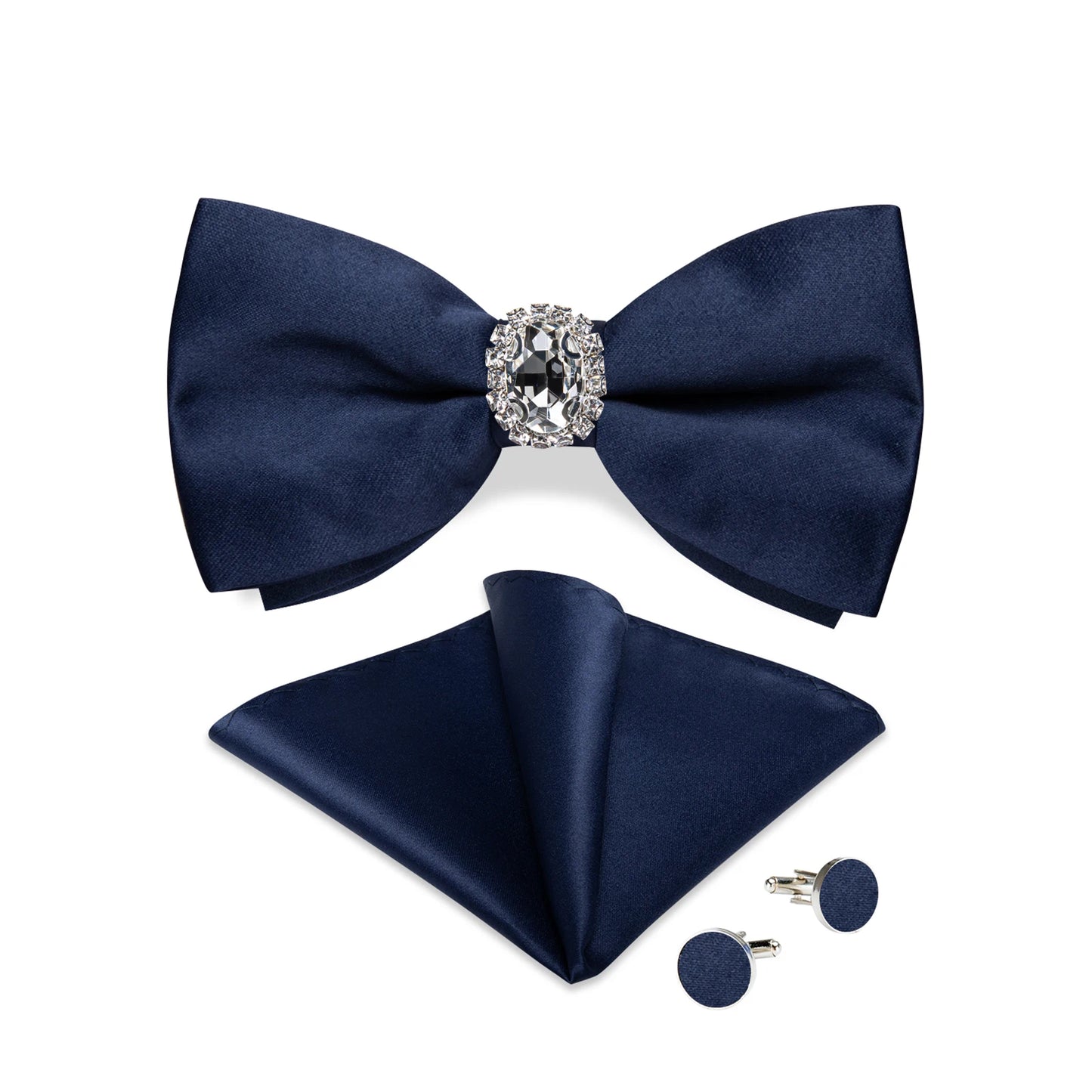 Designer Men's Silk Bowties Pocket Square Cufflink Set for Man Wedding Pre-tied Bow Ties Fashion Butterfly Knot Business Bowties