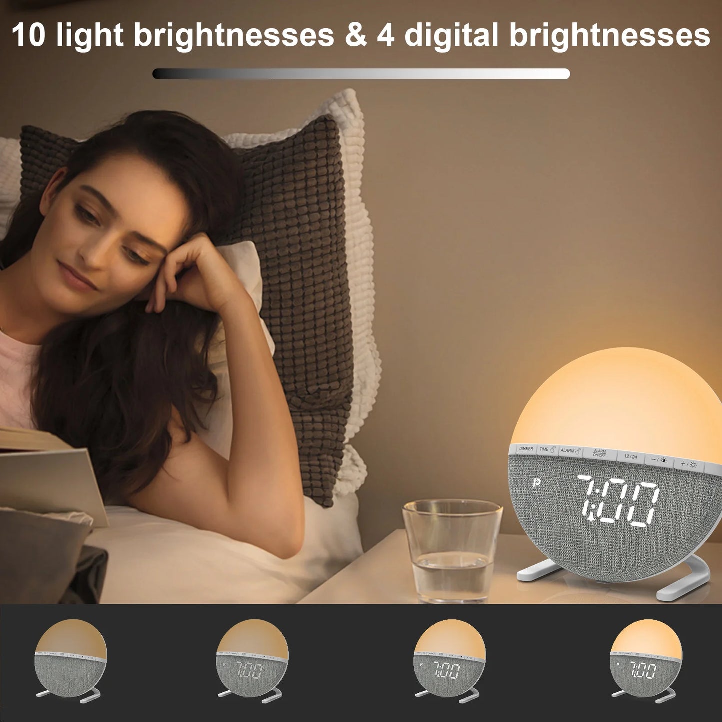 Sunrise Alarm Clock Wake Up Light Clock Night Light  Sunrise Sunset Simulation Digital Clock  Desk Clocks