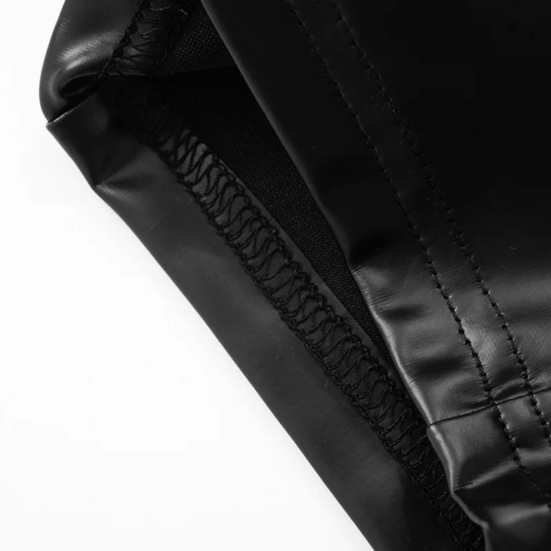 Pantaloni din piele PU LEOSOXSCN, negri, cu talie înaltă - mărimea M, elastici