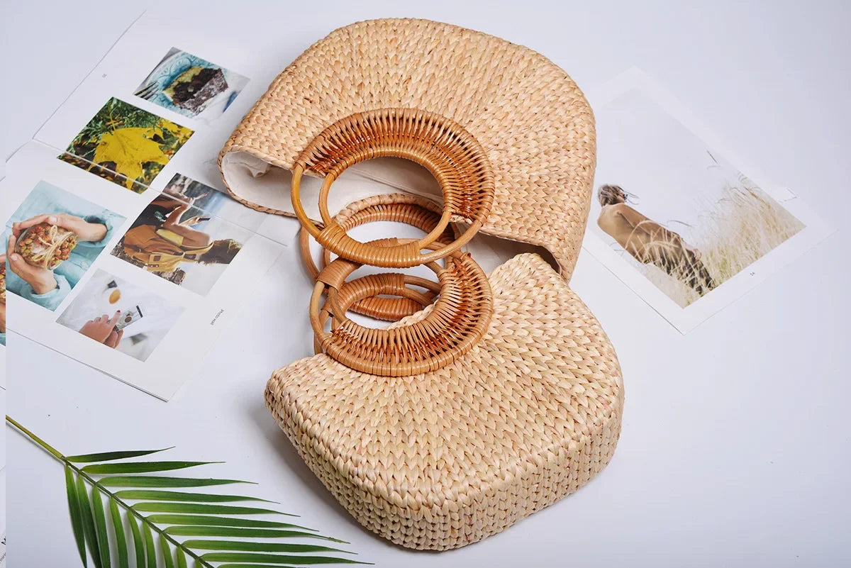 Beach Bag Women 2022 Summer New Elegant Woven Straw Bags Female Bohemia Knitted Large Tote Handbag Vacation Casual