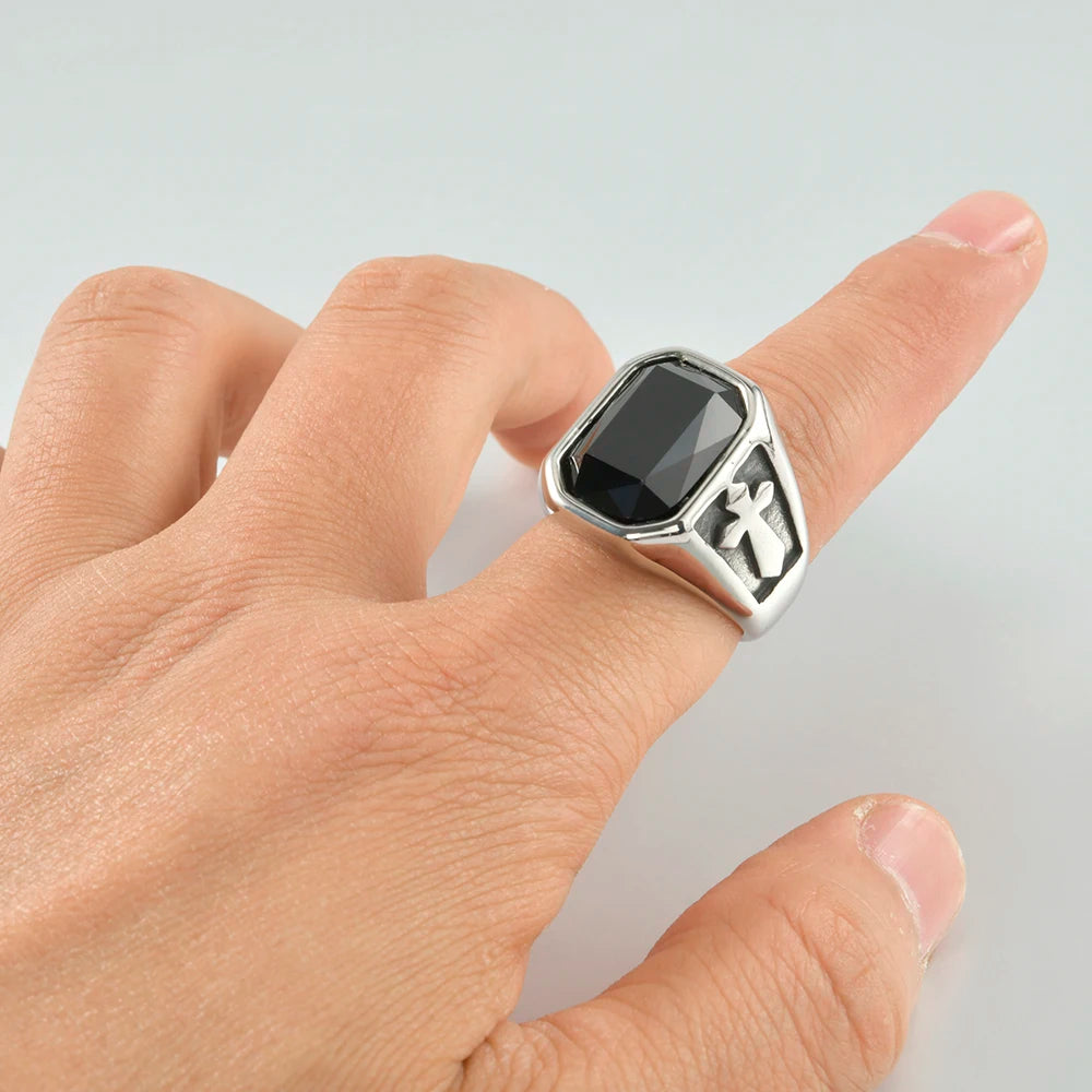 tajam BR231213 Glänzender Punk Ring - 316L Edelstahl 8mm