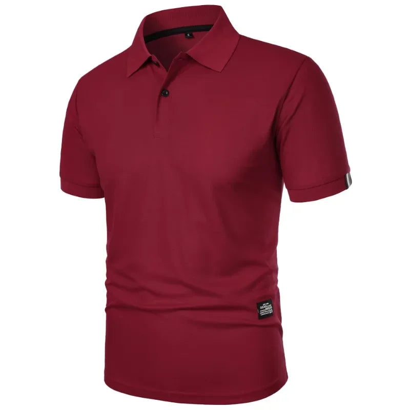 Neu Einfarbig Polo Shirt 2025 - Männer Kurz Ärmel Knopf T-Shirts Kragen - Leichtgewicht Streetwear Sport Casual Tops - Golden Bridge Store