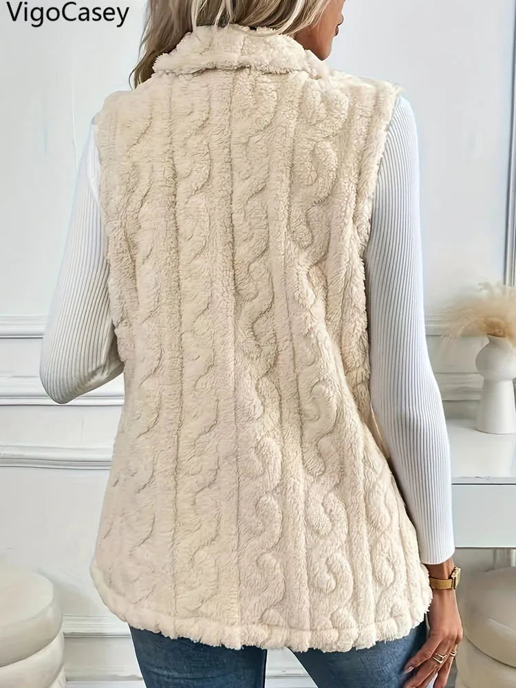 VigoCasey Weste Plüsch - Größe M Polyester Reißverschluss