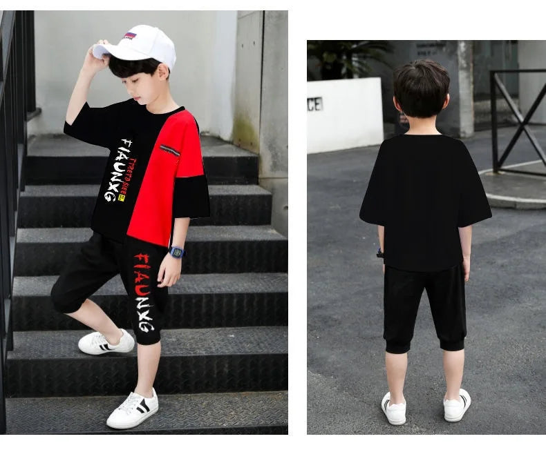 Jungen-Trainingsanzug 2025: Letter-Print Tracksuit - Athletic Performance Set