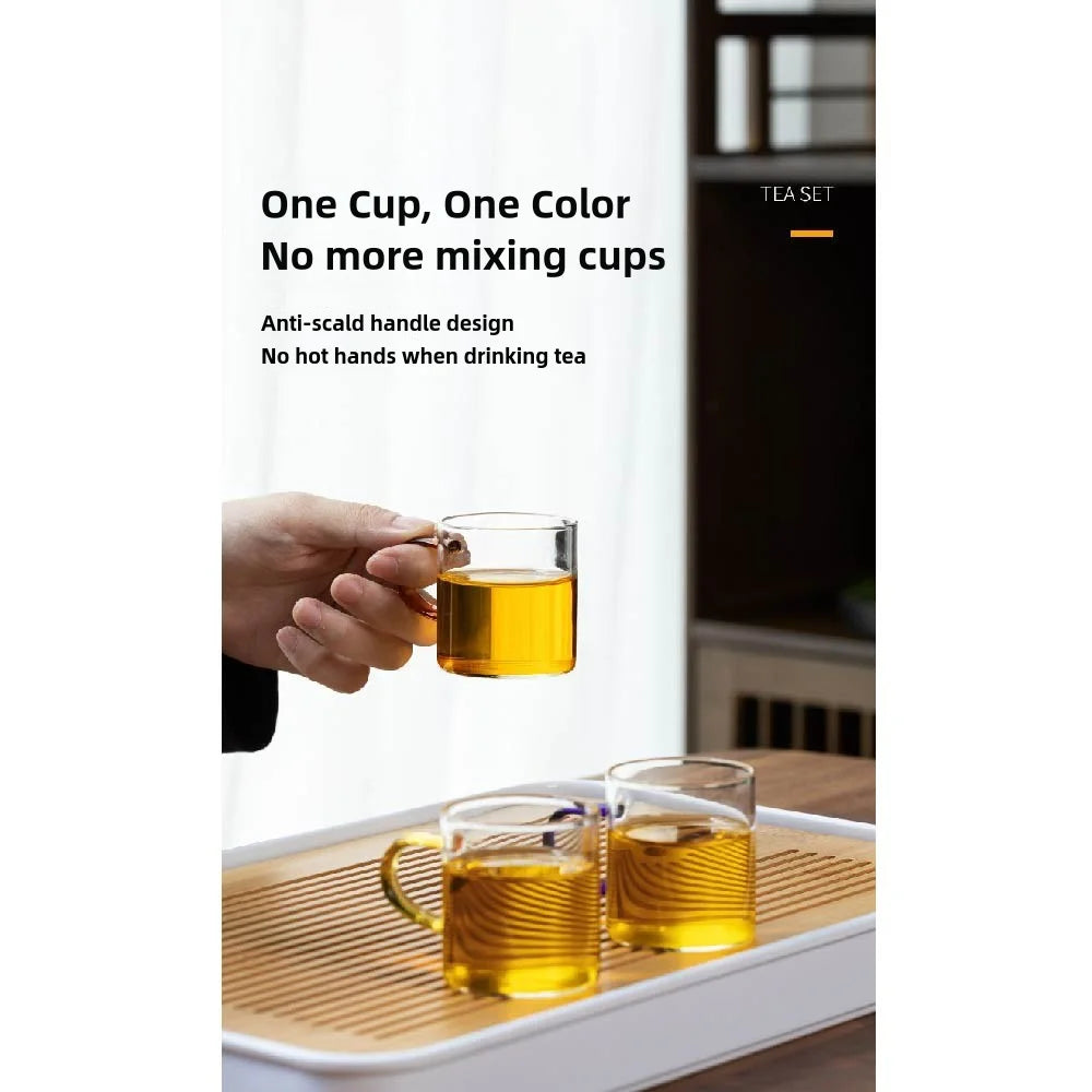 Tea Pot Glass Kettle Automatic Teapot with Strainer Magnetic Infuser Wood Holder Heat Resistant Coffee Pot Bowl Cups Set Jug 주전자