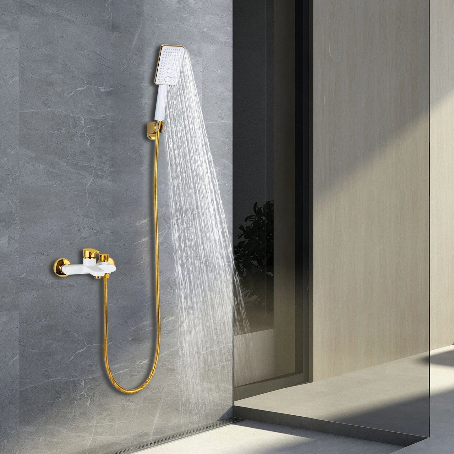 AquaGold Badewannen-Duscharmatur-Set G1/2, 1,5 m Schlauch, 2 Modi