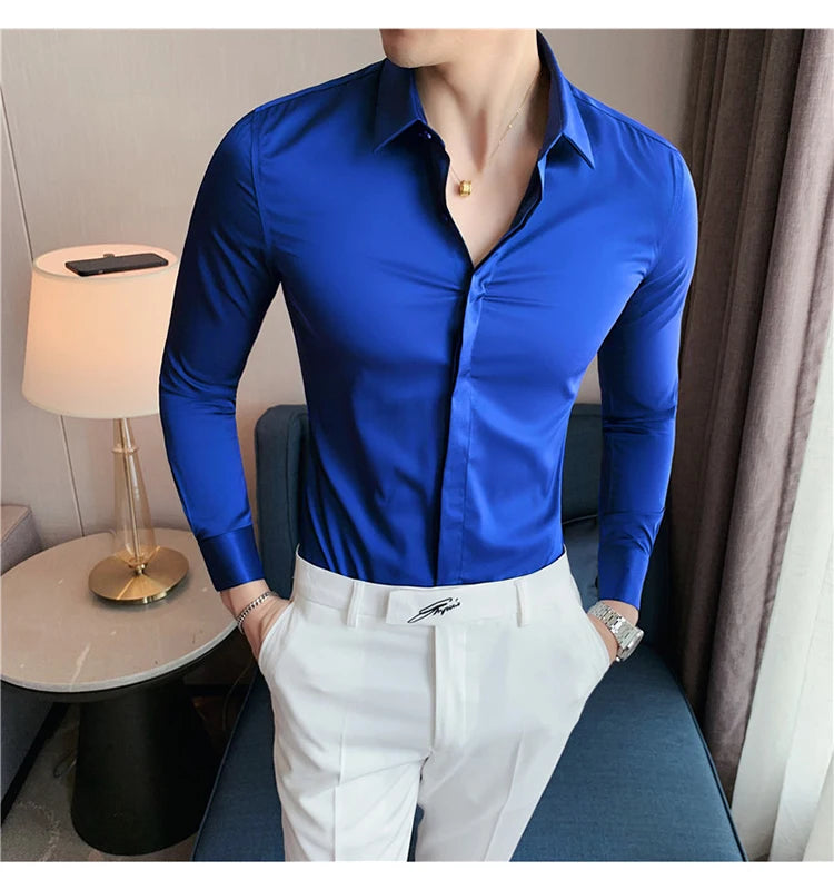 8Farben SlimFit Langarmhemd - Gr. M-L, Feiner Stoff