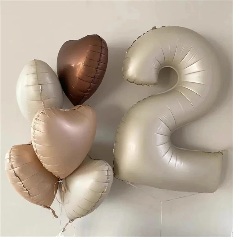 CHUYUN Happy Birthday Zahlenfolie Ballons - 8er Creme 40cm