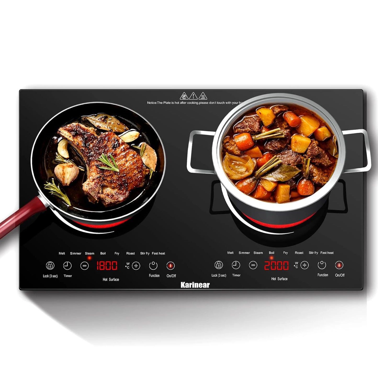 Elektro-Kochfeld 2025: Karinear 2 Burners Ceramic Electric 60x35 Countertop Built-in 110-120V 220-240V Collection
