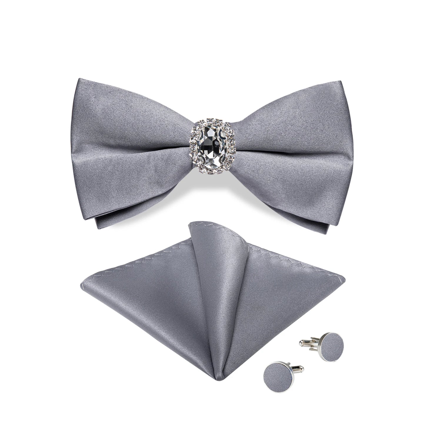 Designer Men's Silk Bowties Pocket Square Cufflink Set for Man Wedding Pre-tied Bow Ties Fashion Butterfly Knot Business Bowties
