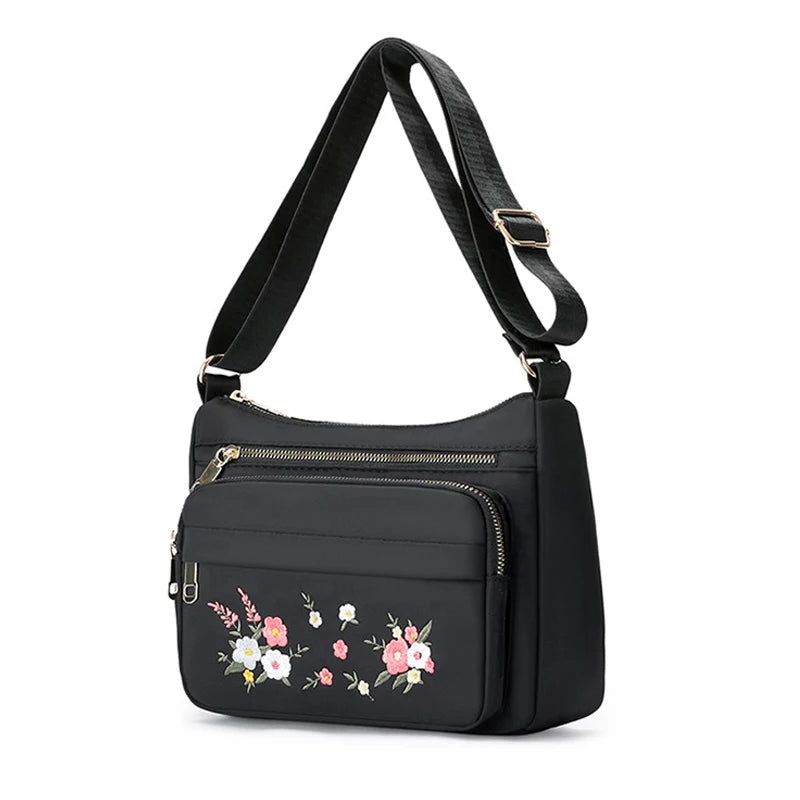 Umhängetasche 2025: Casual Crossbody Backpack Ladies - Oxford Cloth Fashion Embroidery Flower Travel Collection