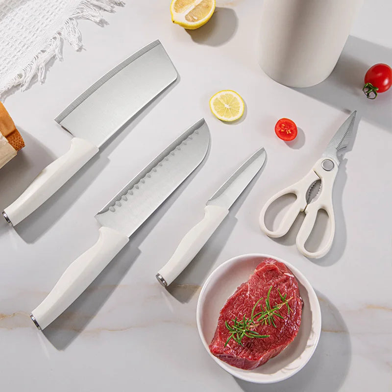 Edelstahl Küche Messer Set Werkzeuge 2025 - Geschmiedet Küche Messer Schere Schäler - Chef Slicer Paring Hackmesser Geschenk 5 Stück Set