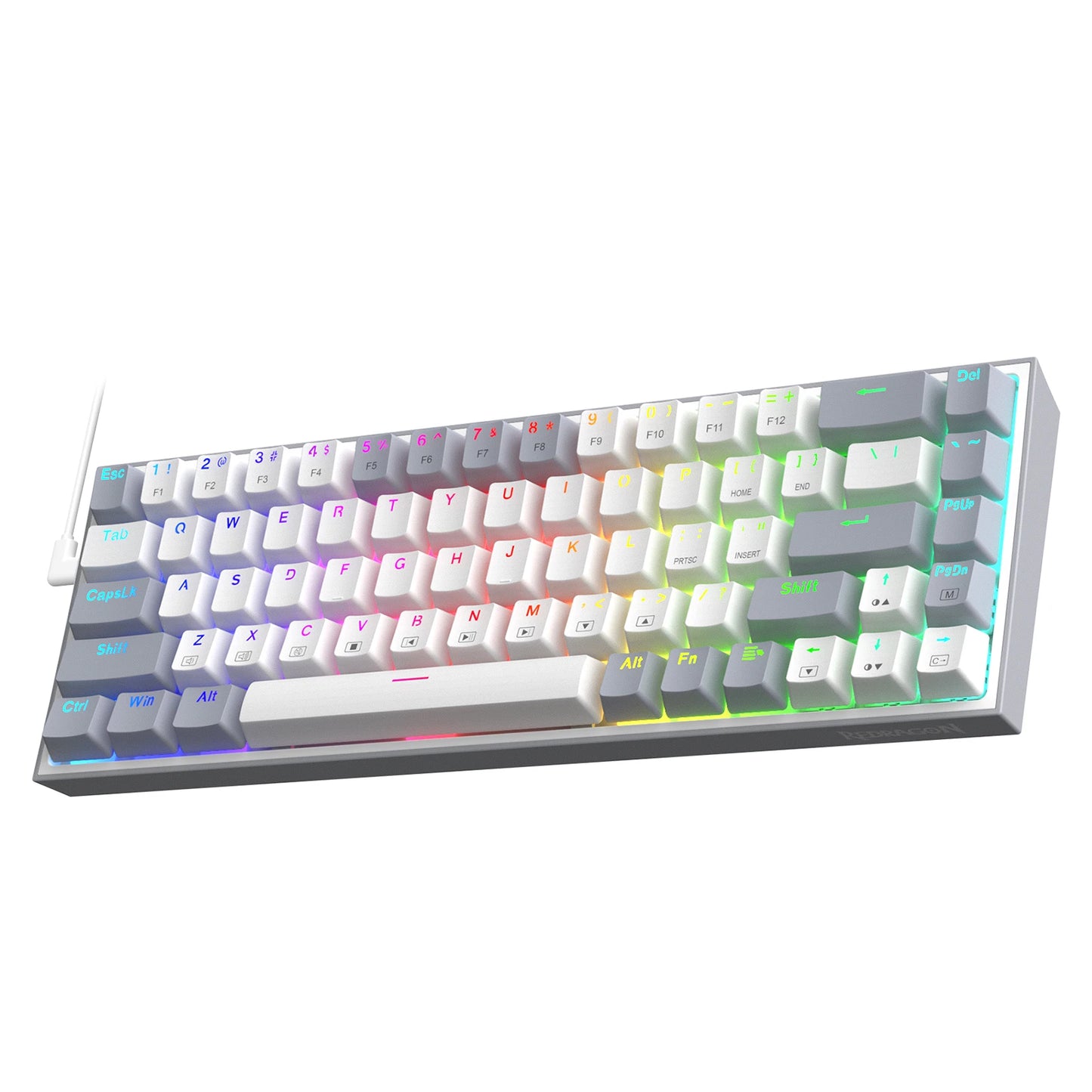 Gaming-Tastatur 2025: Redragon K631 Gery 65% Wired RGB - 68 Keys Hot-Swappable Compact Collection