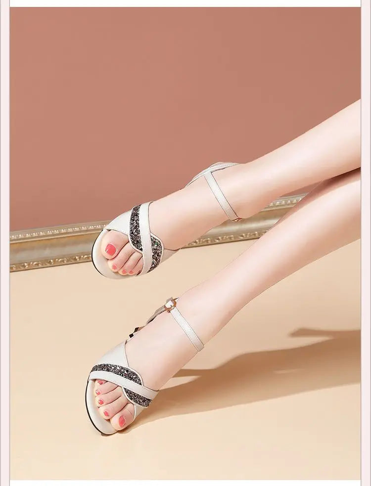 Elegant Sandals Ladies 2023 Shoes for Women Sandals Summer 2023 Peep Toe Dress Bling High Heels Sandals Female Fashion elegant Shoe