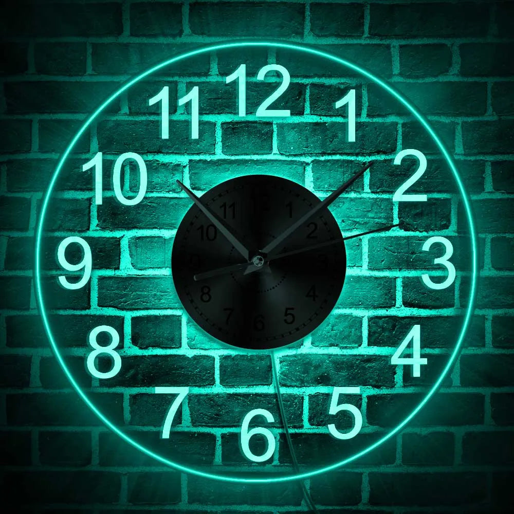 Modernes Acryl-Wanduhr mit LED-Hintergrundbeleuchtung - Schlafzimmer/Bettseite/Nachttischuhr - Leuchtet im Dunkeln - Mehrere LED-Farben - Dekoration