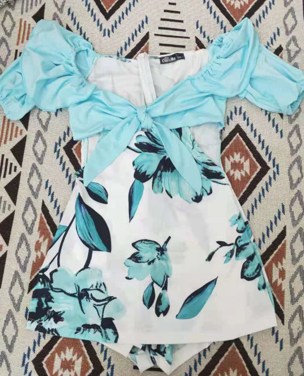 Viadidy Schulterfrei Rüschen Romper - Polyester Stretch S