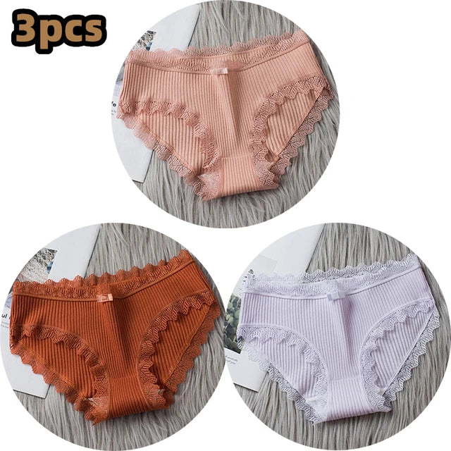 Damen Lingerie Unterwäsche mit Schleife Baumwolle Niedrig Bund Einfaches Design Komfortabel