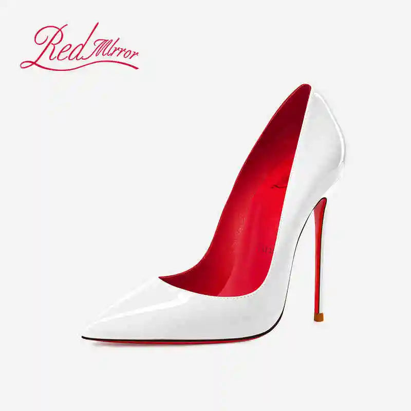 elegant woman heeled shoes 2024 trend luxury Brand Women High Heels Red Shiny Bottoms shallow Pumps Pointed Toe elegant Women 12cm