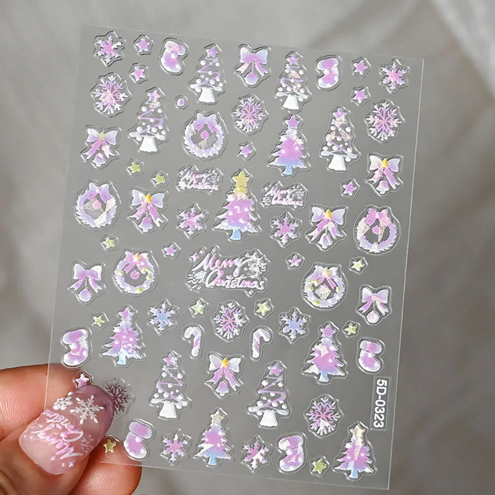 Autocolante roz violet Aurora Shell fluture unghii autocolante strălucitoare cu laser 3D fluturi unghii decalcomanii 8 * 10cm adeziv Aurora Shell fluture N