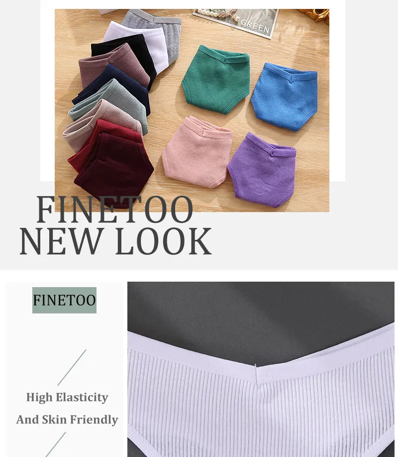 finetoo Damen Strings 2025 - 3er-Set Baumwoll-Strings V-Bund einfarbig & atmungsaktiv