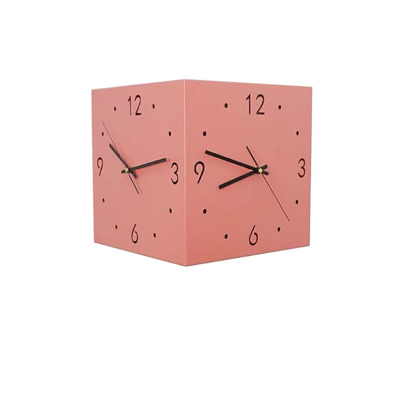Creative Corner Wall Clock Square Simple Double Sided Wall Clock with Arabic Numeral Scale Analog Silent Wall Clock Home Decor