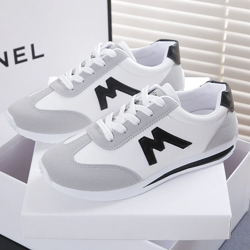 Women 2025New Women Casual Walking Shoes Spring Flat Lace-up Leather High Quality Sneakers Fashion Sports Shoes Zapatillas Mujer