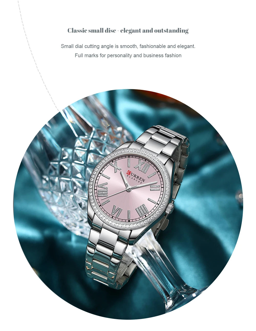 CURREN Luxus Uhr Damen Ring Halskette Ohrringe - Strass Mode Armbanduhr Weiblich Casual Damen Uhren Armband 5-teiliges Set