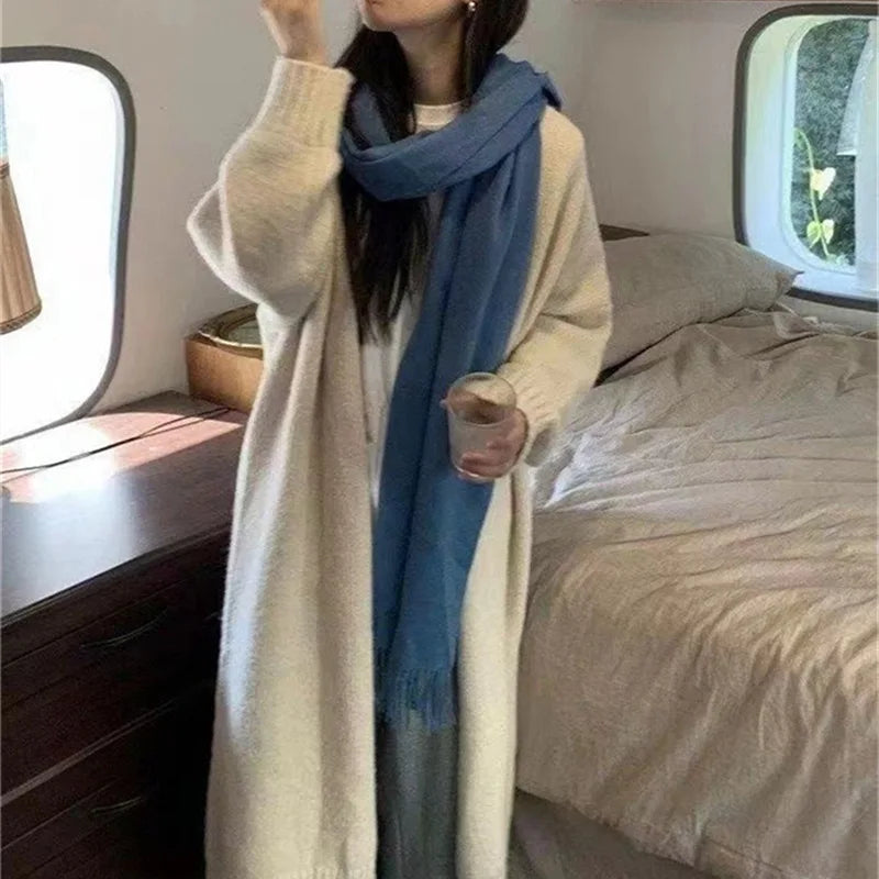 Mooclound PYTZX-b108 Lang Strickcardigan- Baumwolle Größe SL