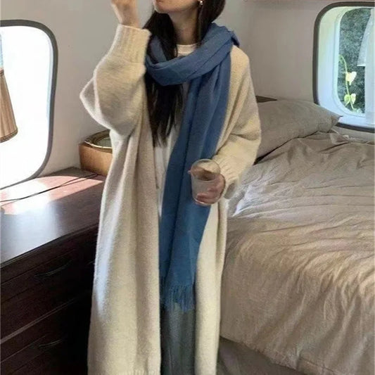 Mooclound PYTZX-b108 Lang Strickcardigan- Baumwolle Größe SL