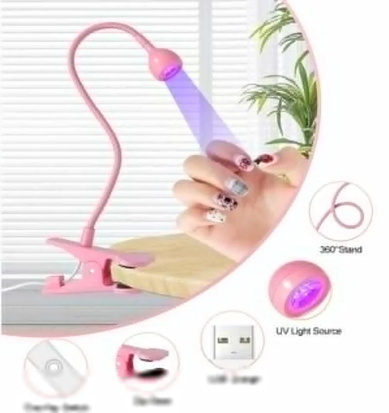 Lampă LED pentru unghii 3W, lampă flexibilă cu gât de lebădă, uscare rapidă, uscător de unghii cu gel, lumină pentru întărirea unghiilor cu gel