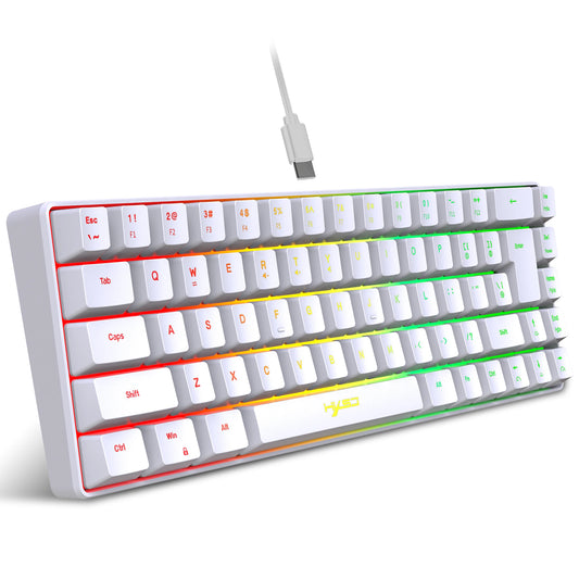 Gaming-Tastatur 2025: HXSJ 60% Percent Gaming Keyboard Ergonomische kleine Mini-Membran-Tastatur, komprimiert mit RGB-Hintergrundbeleuchtung für Windows-PC- und Laptop-Gaming
