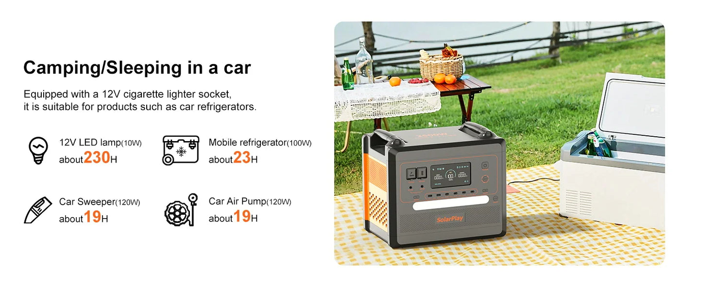 Powerstation 2025: SOLARPLAY 2500W Electric Power Station Q2402M - Energy Storage 2304WH Home Lifepo4 Battery UPS Mode Camping Accessories Outdoor Collection