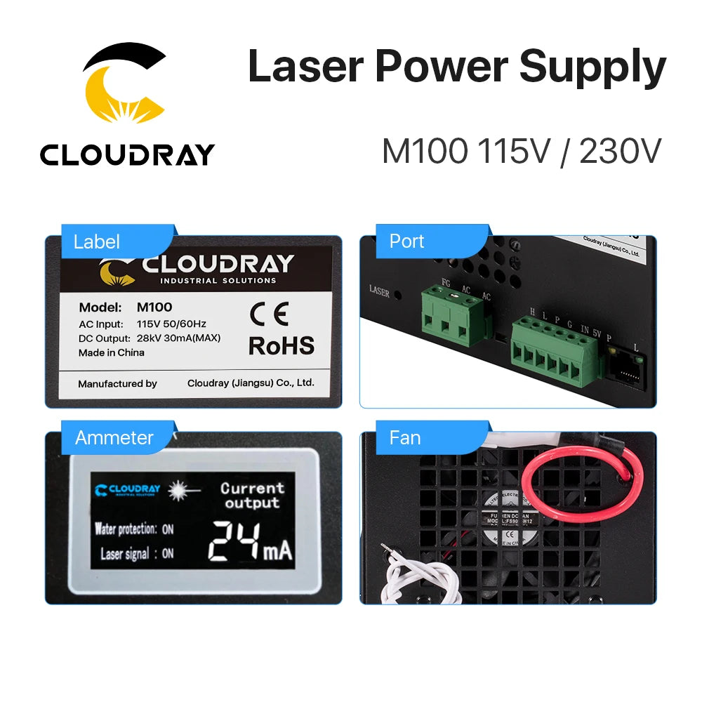 Cloudray 80-100W CO2 Laser Stromversorgung für CO2 Laser Gravur Schneid Maschine M100W Kategorie